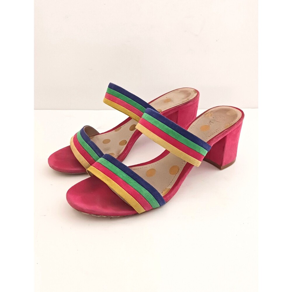 Boden Orelia Multicolor Striped Suede Block Heel Mule Sandal EU 39 US 8-8.5